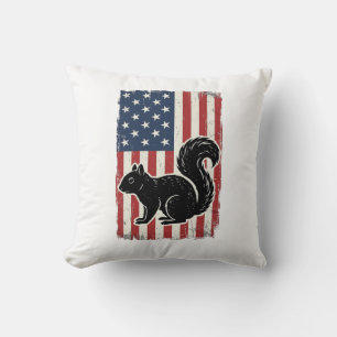 Cojín Decorativo Camiseta Patriótica de Ardilla de Bandera American