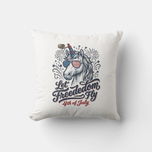 Cojín Decorativo Camiseta Patriótica Unicornio 4 de Julio Libertad 