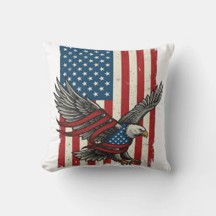 Cojín Decorativo Camiseta Patriótica Vector Bandera Águila Vintage_