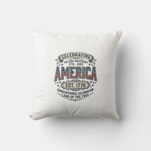Cojín Decorativo Camiseta Patriótica Vintage Aniversario 250 de Amé