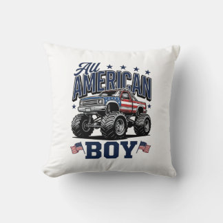 Cojín Decorativo Camiseta Patriótica Vintage Camión Monstruo Niño A