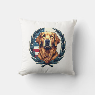 Cojín Decorativo Camiseta Patriótica Vintage de Retriever Dorado Li