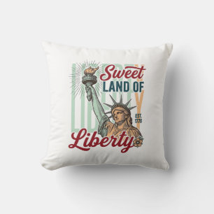 Cojín Decorativo Camiseta Patriótica Vintage Sweet Land of Liberty 