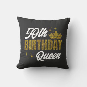 Cojín Decorativo Camiseta personalizada reina cumpleaños 50