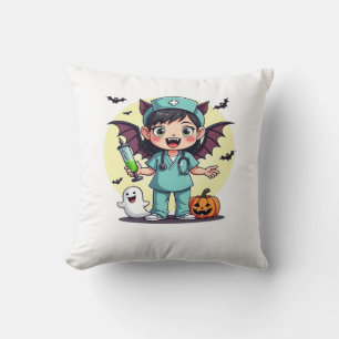 Cojín Decorativo Camiseta Premium de Halloween de enfermera bruja p