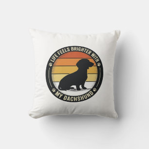 Cojín Decorativo Camiseta puesta de sol Dachshund Diseño vintage am