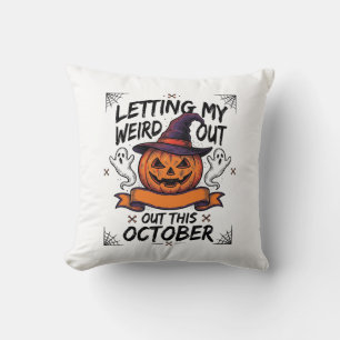 Cojín Decorativo Camiseta rara de Halloween con fantasmas de calaba