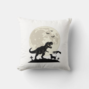 Cojín Decorativo Camiseta Silueta Cementerio Perro Dinosaurio Bajo