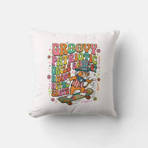 Cojín Decorativo Camiseta Típica Retro del Gato Tío Sam Patriótico