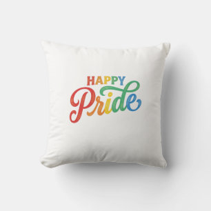 Cojín Decorativo Camiseta Tipografía Arcoíris Vintage Orgullo Feliz