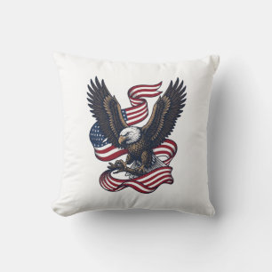 Cojín Decorativo Camiseta vectorial de águila patriótica vintage (2