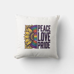 Cojín Decorativo Camiseta Vectorial de Flor Vintage de Paz Amor Org