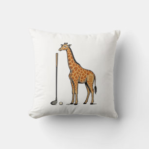 Cojín Decorativo Camiseta vectorial de golf con jirafa de grabado v