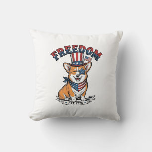 Cojín Decorativo Camiseta vintage con grabado de Corgi patriótico d