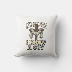Cojín Decorativo Camiseta Vintage Conozco a un Tipo Cruz Cristiana