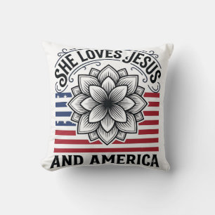Cojín Decorativo Camiseta vintage de flores cristianas patrióticas