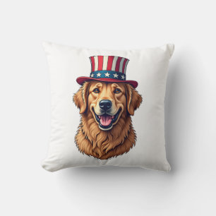 Cojín Decorativo Camiseta Vintage de Golden Retriever del Cuatro de