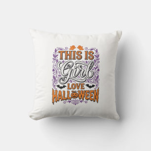 Cojín Decorativo Camiseta Vintage de Halloween de Niña Amorosa y Es