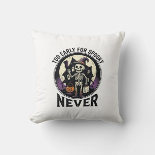 Cojín Decorativo Camiseta Vintage de Halloween Esqueleto Luna Casa 