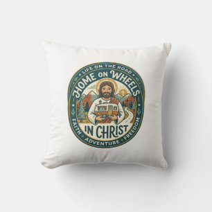 Cojín Decorativo Camiseta Vintage de Jesús RV Camper Life Gráfica C