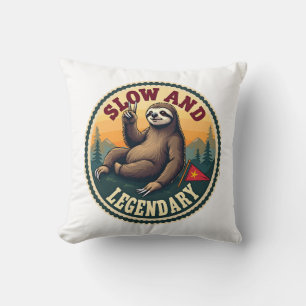 Cojín Decorativo Camiseta Vintage de Perezoso Divertida Retro Lento