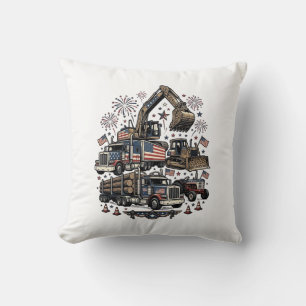 Cojín Decorativo Camiseta vintage de vehículos de construcción patr