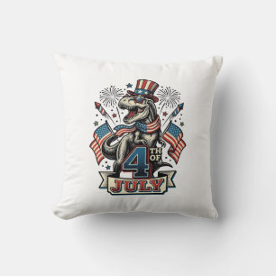 Cojín Decorativo Camiseta Vintage Día de la Independencia T-Rex Pat