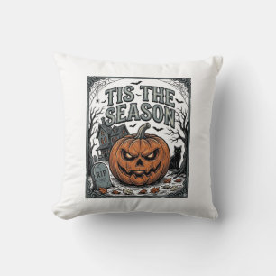 Cojín Decorativo Camiseta Vintage Halloween Calabaza Gato Es La Tem