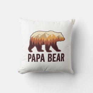 Cojín Decorativo Camiseta Vintage Silueta de Oso Papa Oso Bosque_1