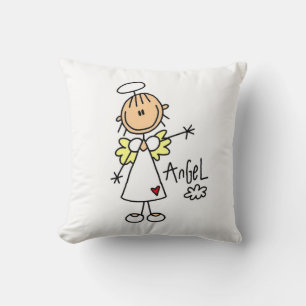 Cojín Decorativo Camisetas y regalos de ángel con figuras de palito