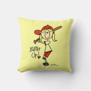 Cojín Decorativo Camisetas y regalos de béisbol para niñas Batter U