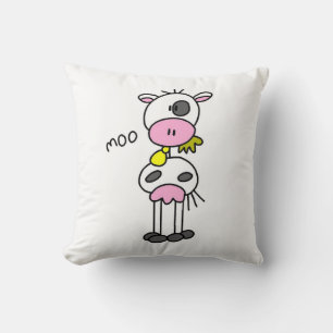 Cojín Decorativo Camisetas y regalos de vaca con figura de palo