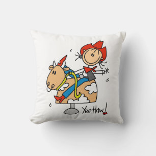 Cojín Decorativo Camisetas y regalos de vaquera con figura de palo