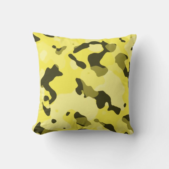 Cojín Decorativo Camo amarillo limón; camuflaje (Anverso)