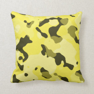 Cojín Decorativo Camo amarillo limón; camuflaje