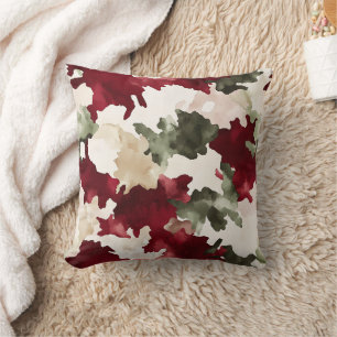Cojín Decorativo Camo Cremoso Verde Rojo