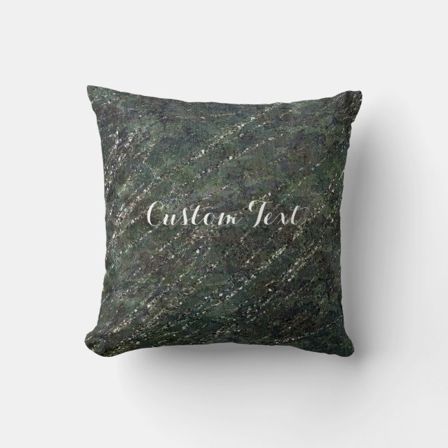 Cojín Decorativo Camo del Ejército Verde y Plata Esparkle Elegante  (Anverso)