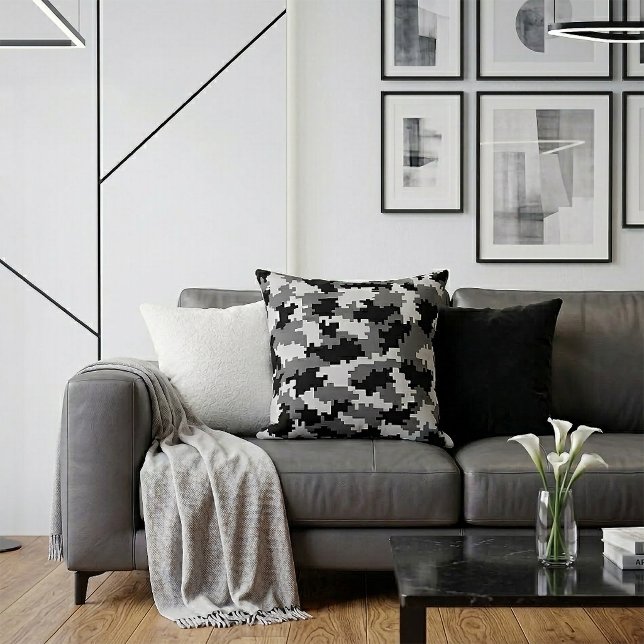 Cojín Decorativo Camo digital gris (Subido por el creador)