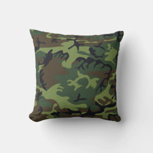 Cojín Decorativo Camo militar de la Selva Verde