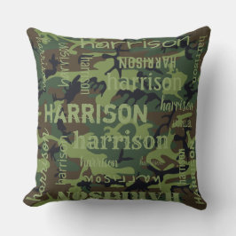 Cojín Decorativo Camo Personalizado con Nombre Más Largo