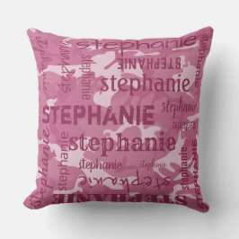 Cojín Decorativo Camo Personalizado Nombre Más Largo Rosa