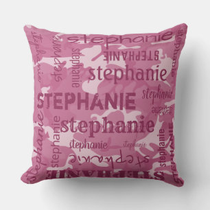 Cojín Decorativo Camo Personalizado Nombre Más Largo Rosa