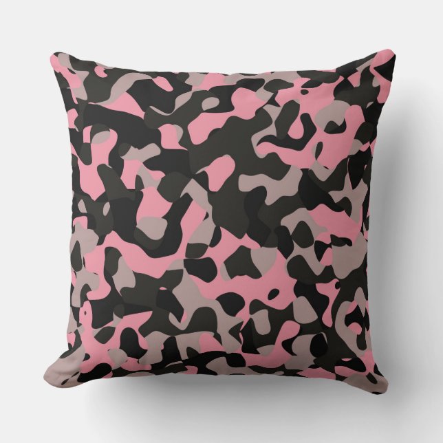 Cojín Decorativo Camo rosa y negro (Anverso)