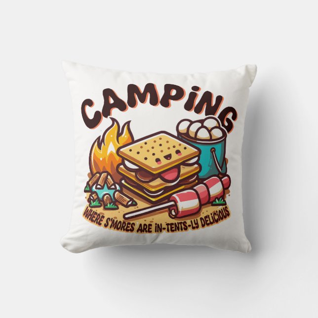 Cojín Decorativo campamento de smores (Anverso)