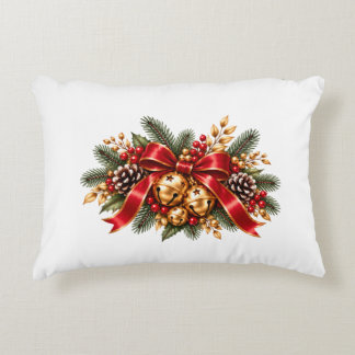 Cojín Decorativo Campana de Navidad Lazo Rojo Festivo