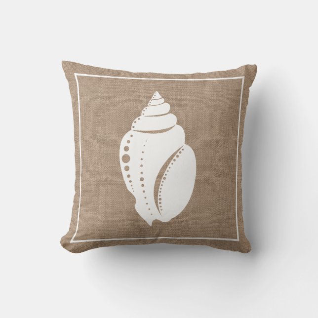 Cojín Decorativo Campaña Rustica de Playa Blanca y Burlap Faux (Anverso)