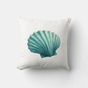 Cojín Decorativo Campaña verde azulada de conchas de la playa