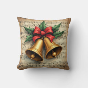 Cojín Decorativo Campanas de Navidad en partitura musical,