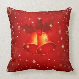 Cojín Decorativo Campanas de Navidad Rojas Hermosas Elegante Navida