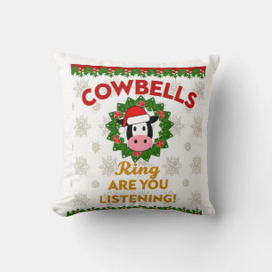 Cojín Decorativo Campanas de Vaca suenan ¿Estás Escuchando Navidad